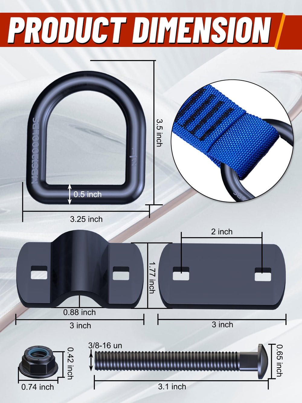 EilxMag close-up of forged steel D-ring highlighting heavy-duty construction