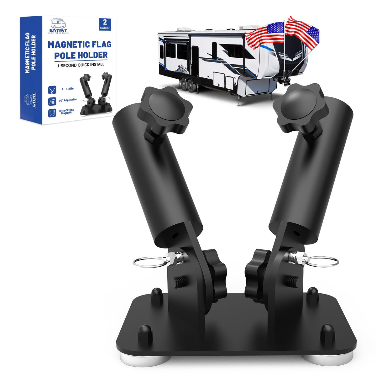EJYTRVT front view of double magnetic mount showing dual sockets and secure hold