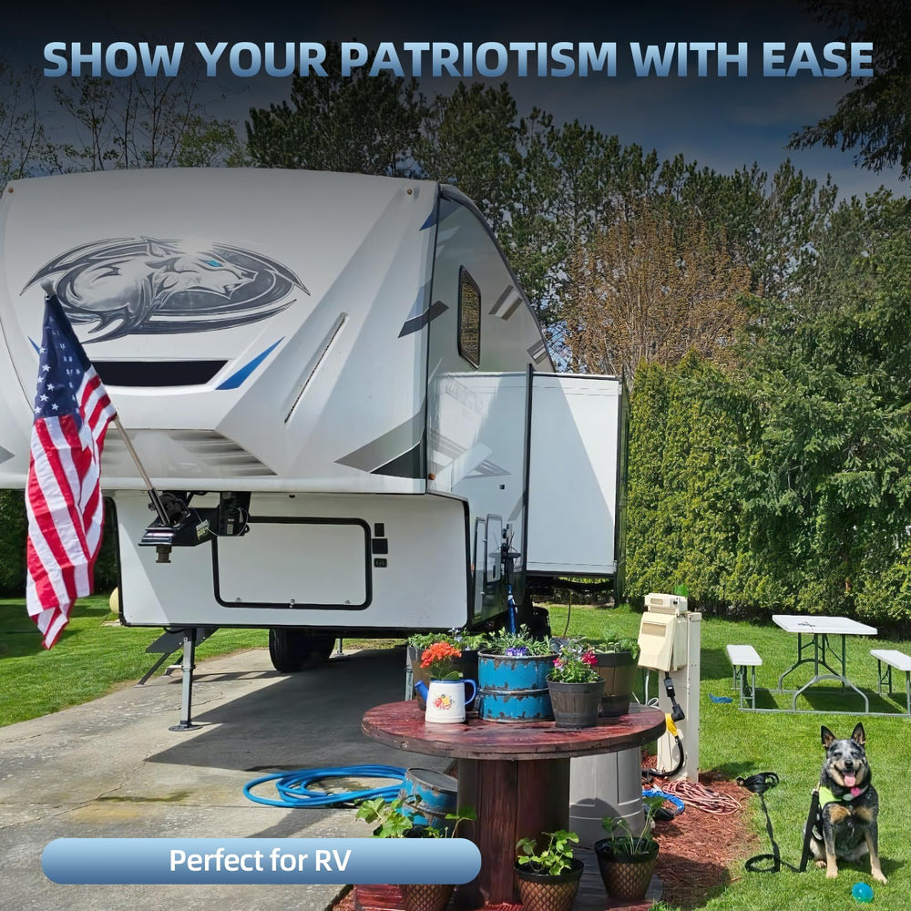 EJYTRVT mounted on RV at campsite showing easy install and visibility benefit
