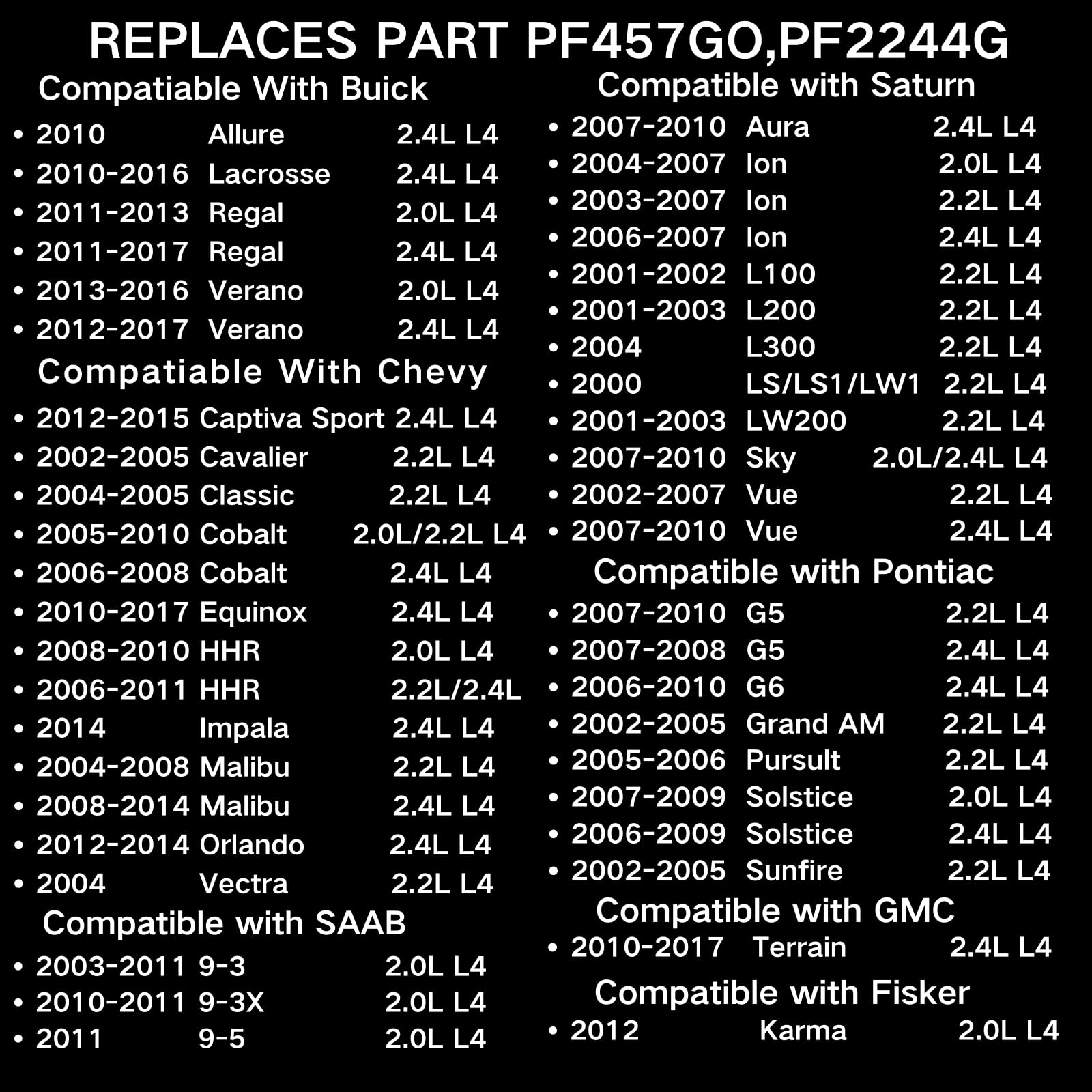 EKIONBY side label with part number and cross-references for quick compatibility check