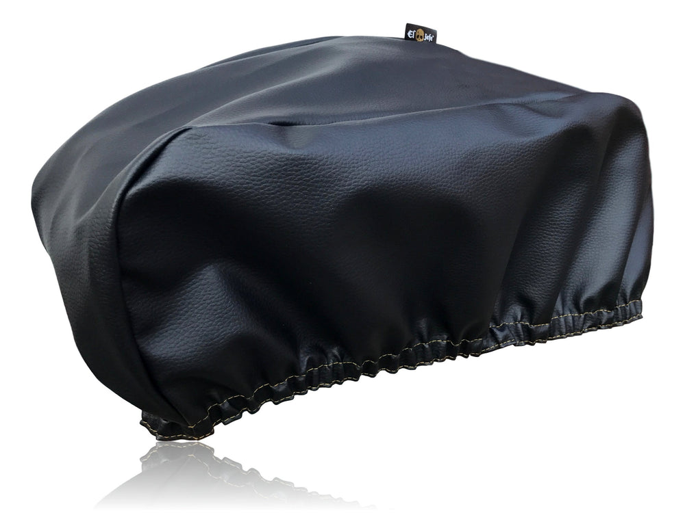EL JEFE front view of black winch cover showing neat fit and weather protection