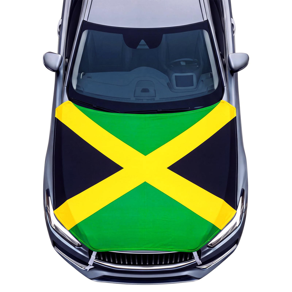 ElaraBerry front view hood cover showing Jamaica flag and vibrant colors for bold display