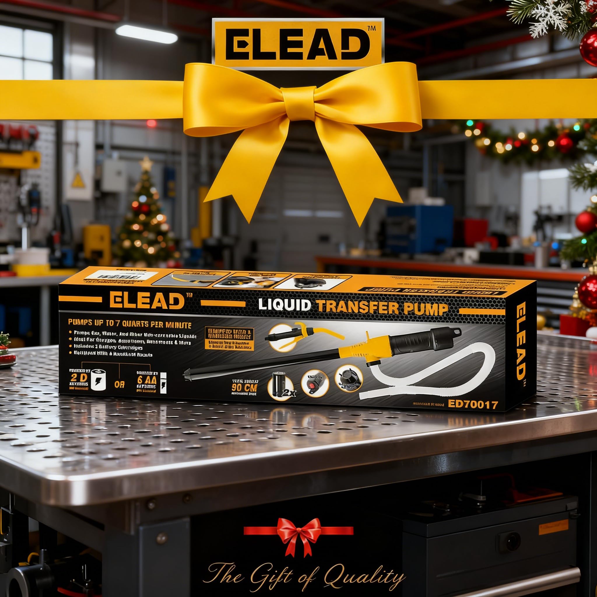 ELEAD pump in a garage setting demonstrating practical, portable use