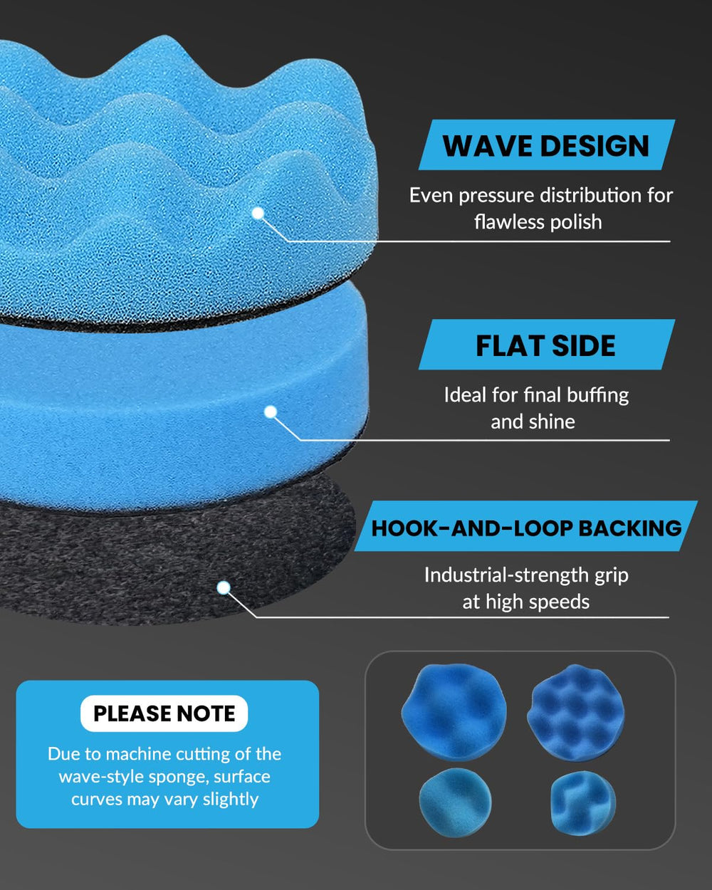 elechiakan close-up of foam pad textures demonstrating firmness options for correct polishing