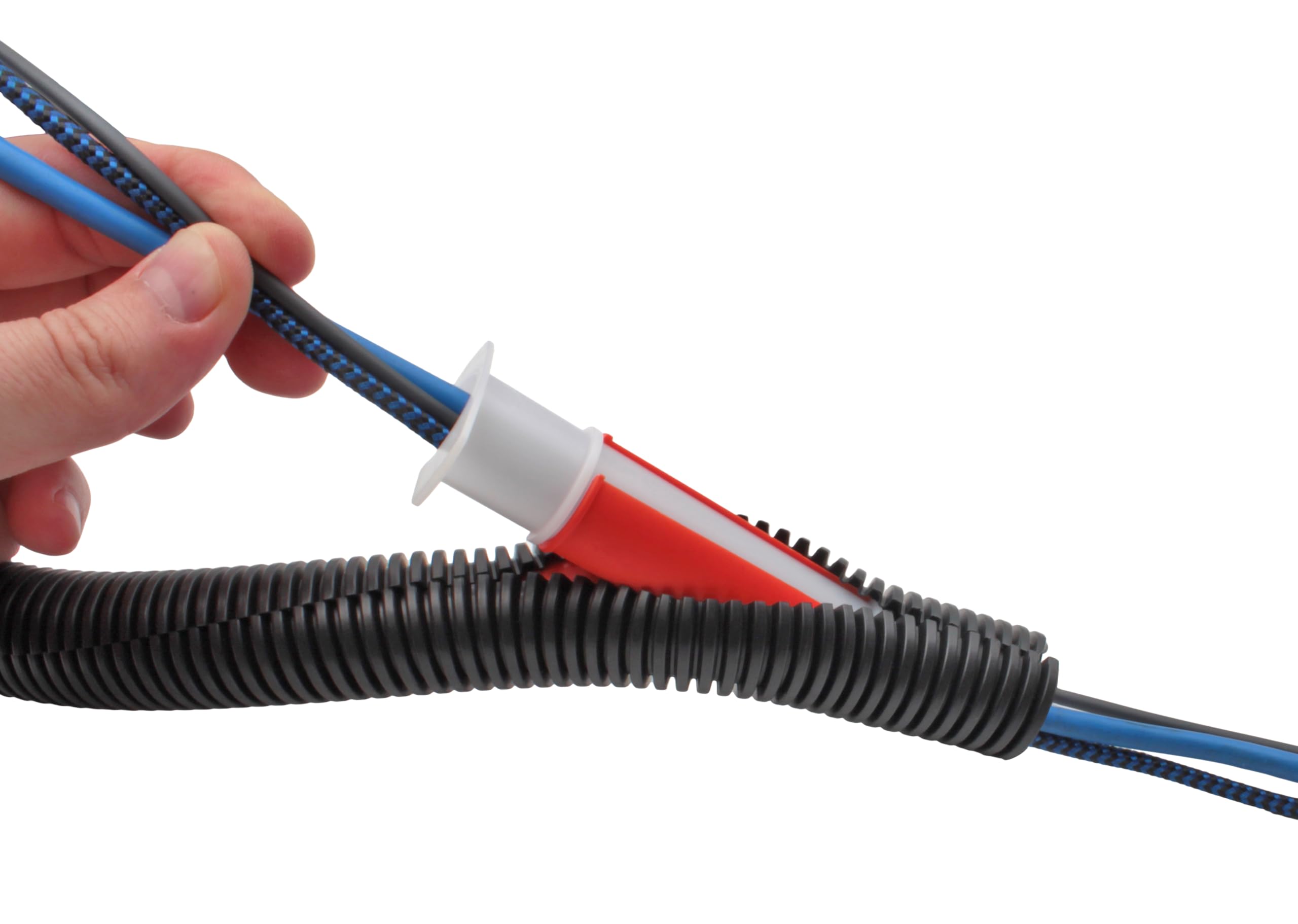 Electriduct protected bundled cables inside loom, prevents abrasion
