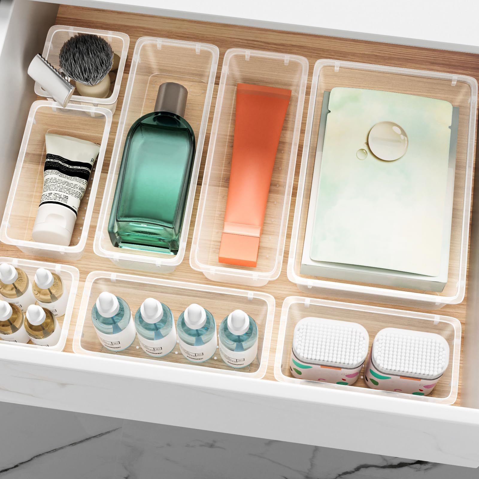 ElegantArray medium trays with makeup brushes keeping tools organized