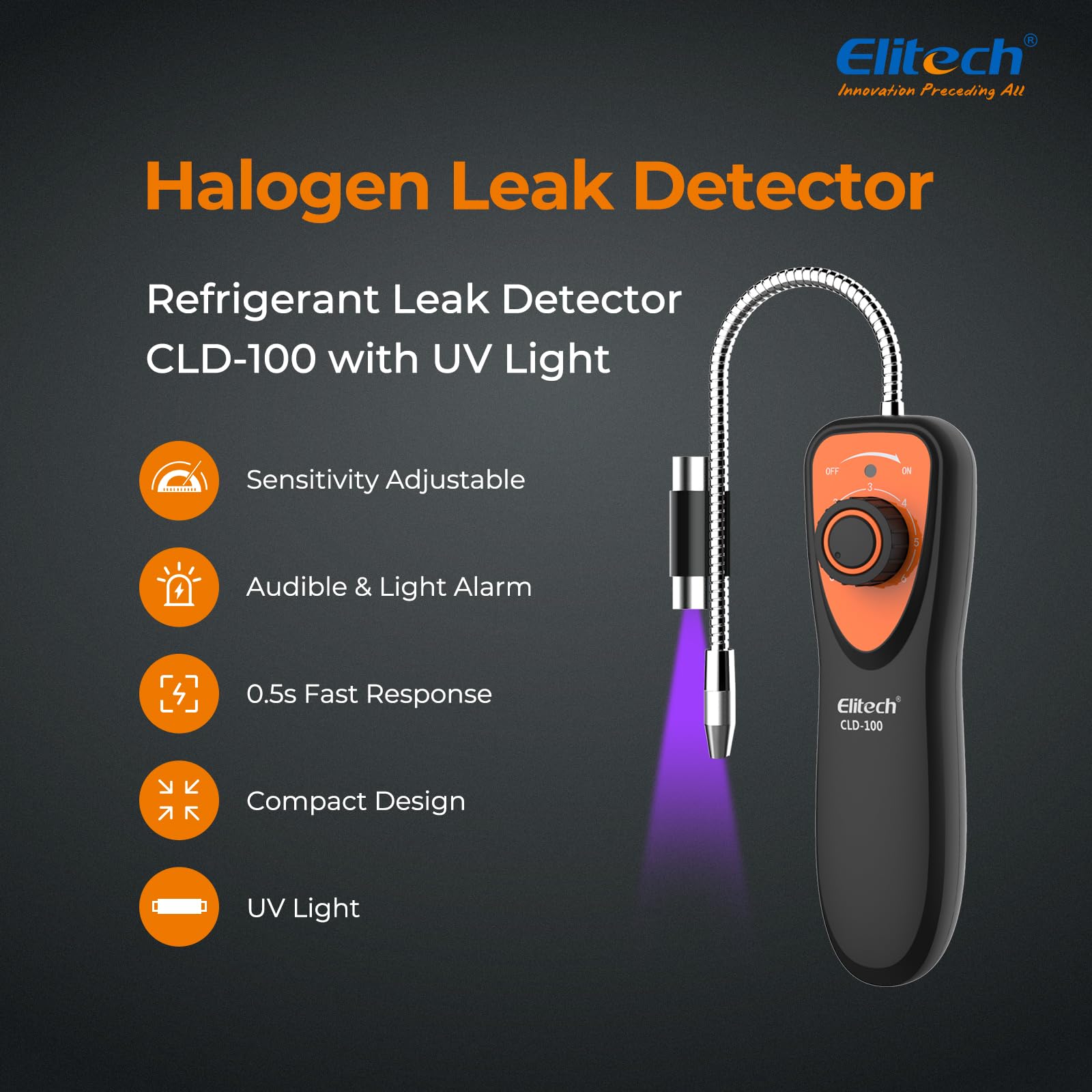 Elitech CLD-100 flexible probe detail highlighting bendable reach for tight spaces benefit