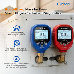 Elitech PT-500 low-side gauge close-up showing clear display for precise readings