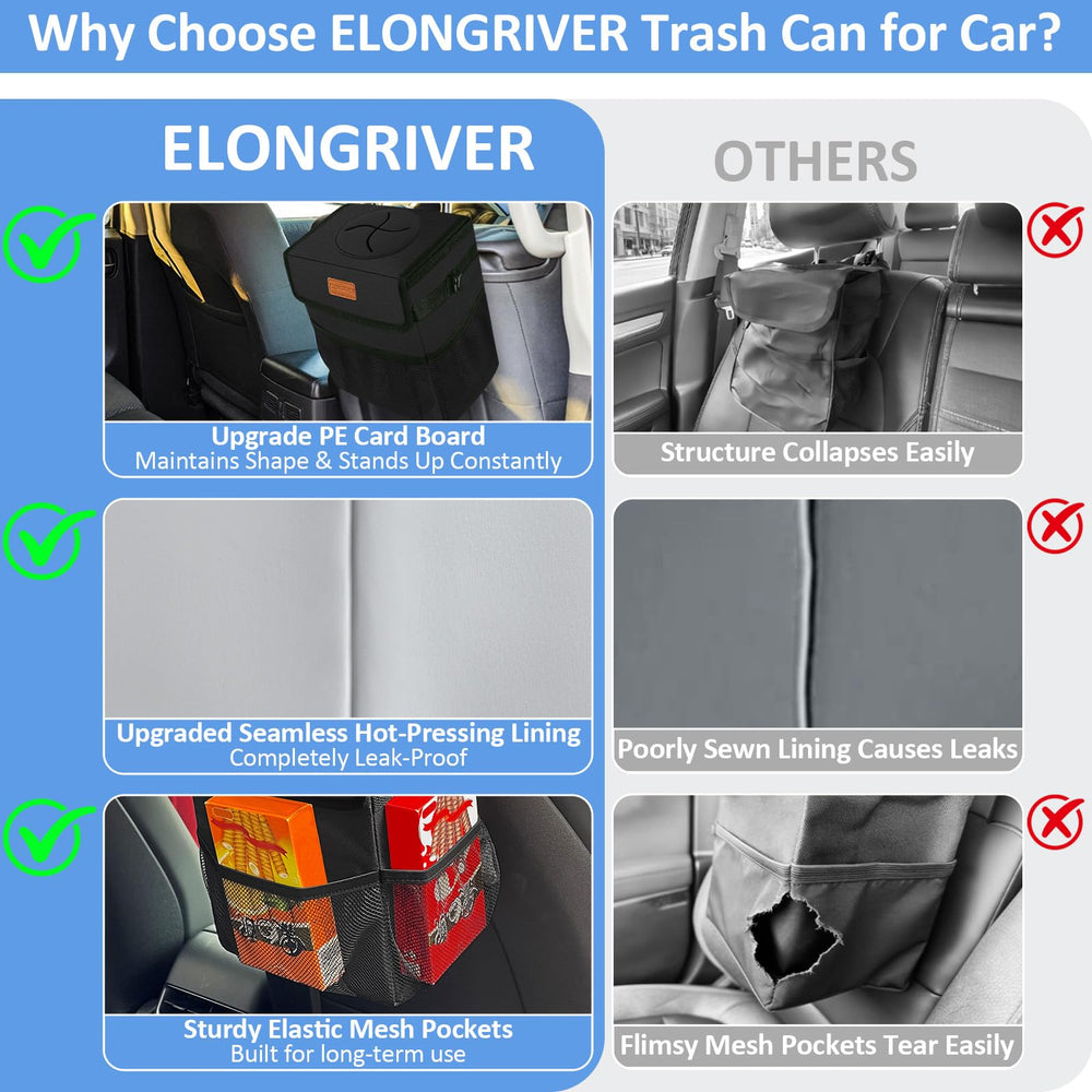 ELONGRIVER hanging on headrest with adjustable strap for secure placement benefit