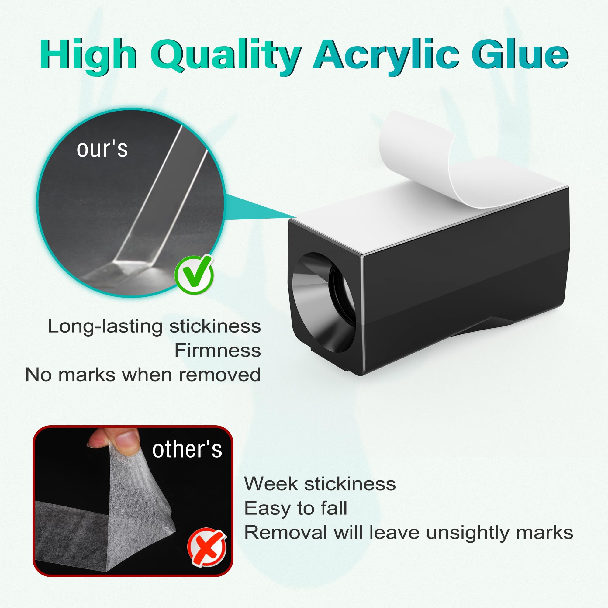 Elook acrylic adhesive tape close view showing secure mounting