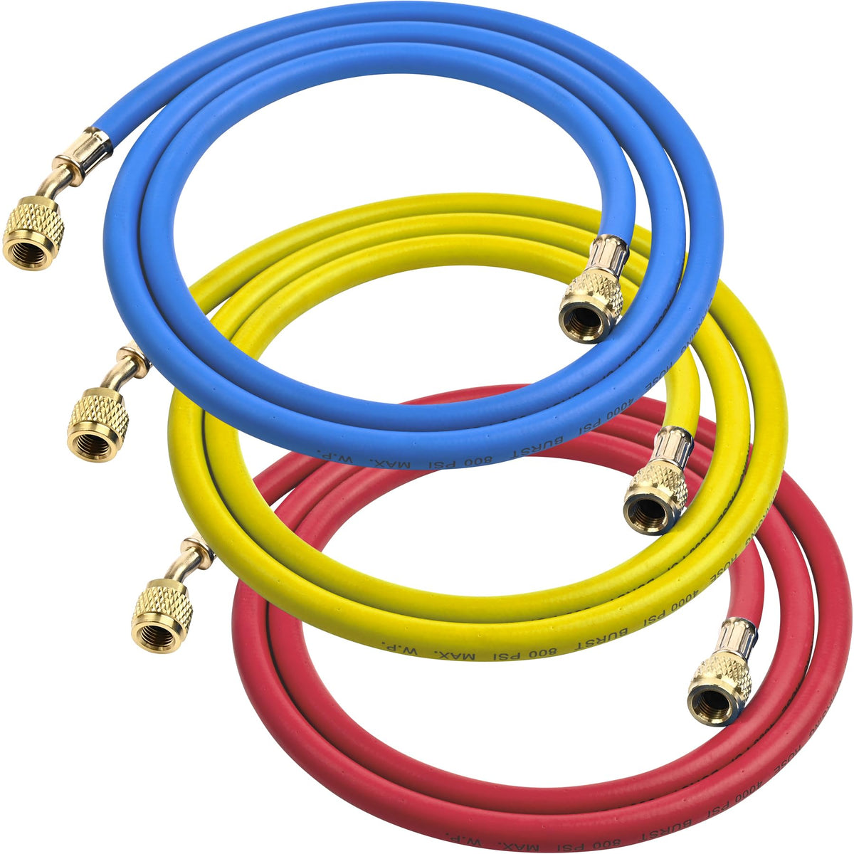 Elyaspedy front view of 72-inch manifold hose set showing complete kit and benefits