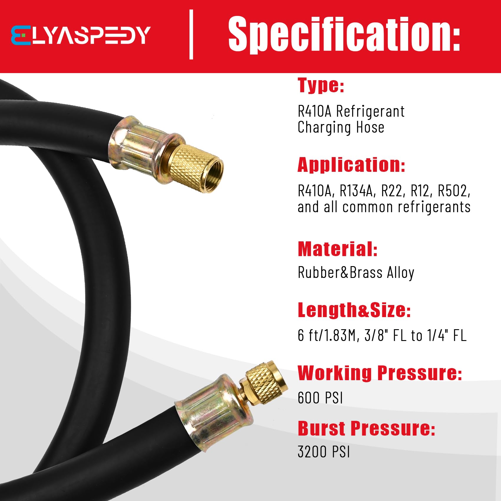 Elyaspedy hose beside ruler showing 6-foot length for reach and control