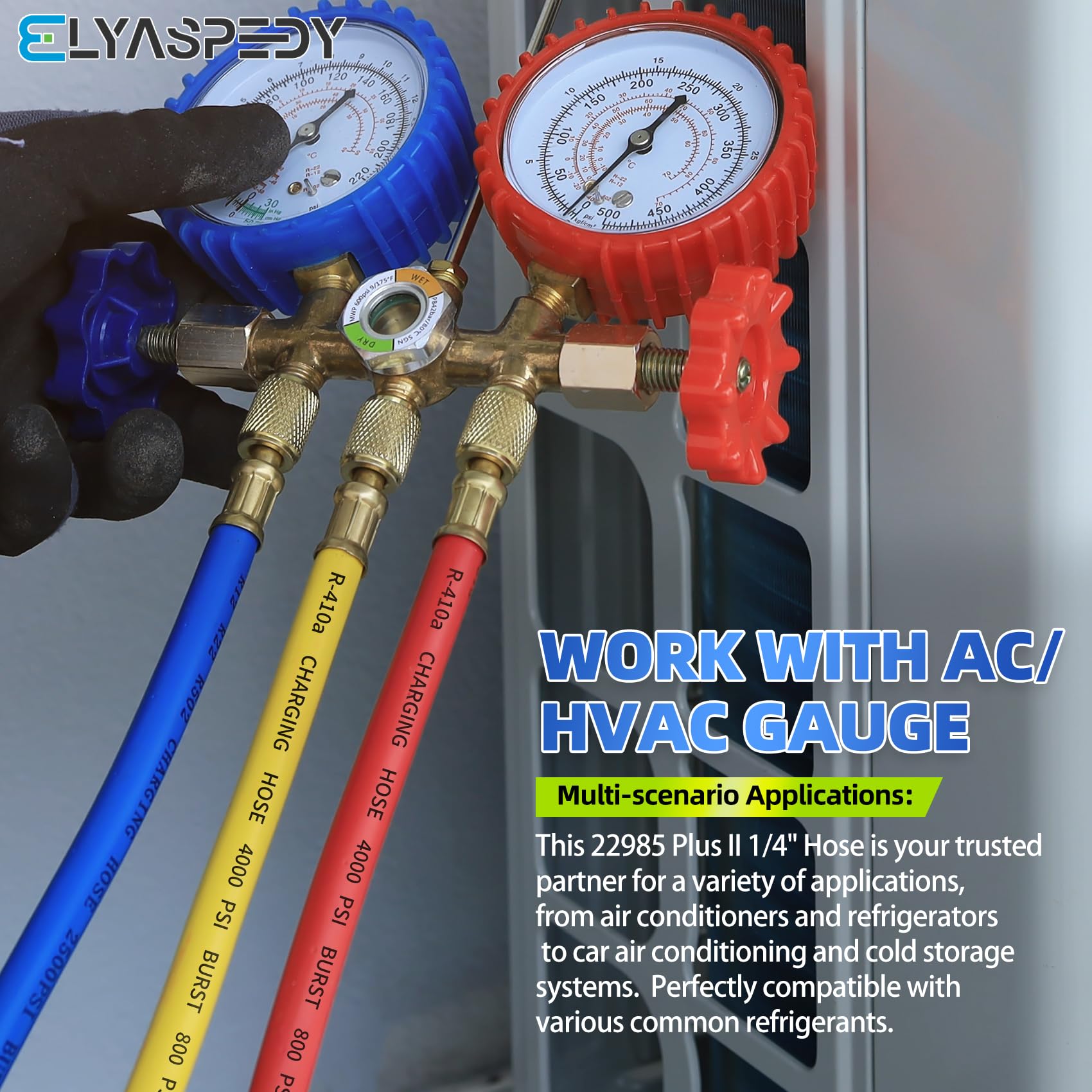Elyaspedy technician using hose set in a service van for faster, professional repairs