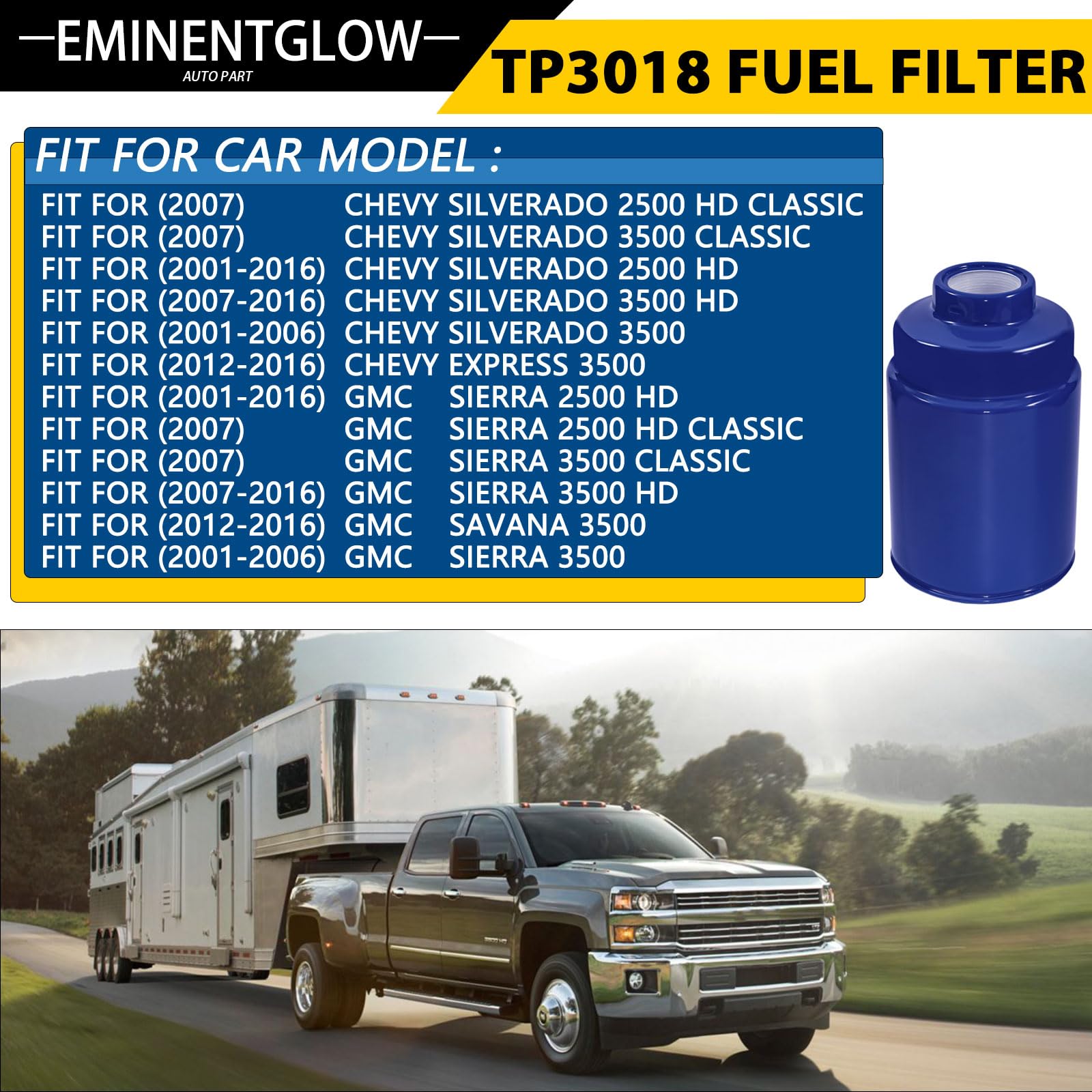 EMINENTGLOW installed under hood on Duramax engine for easy replacement benefit