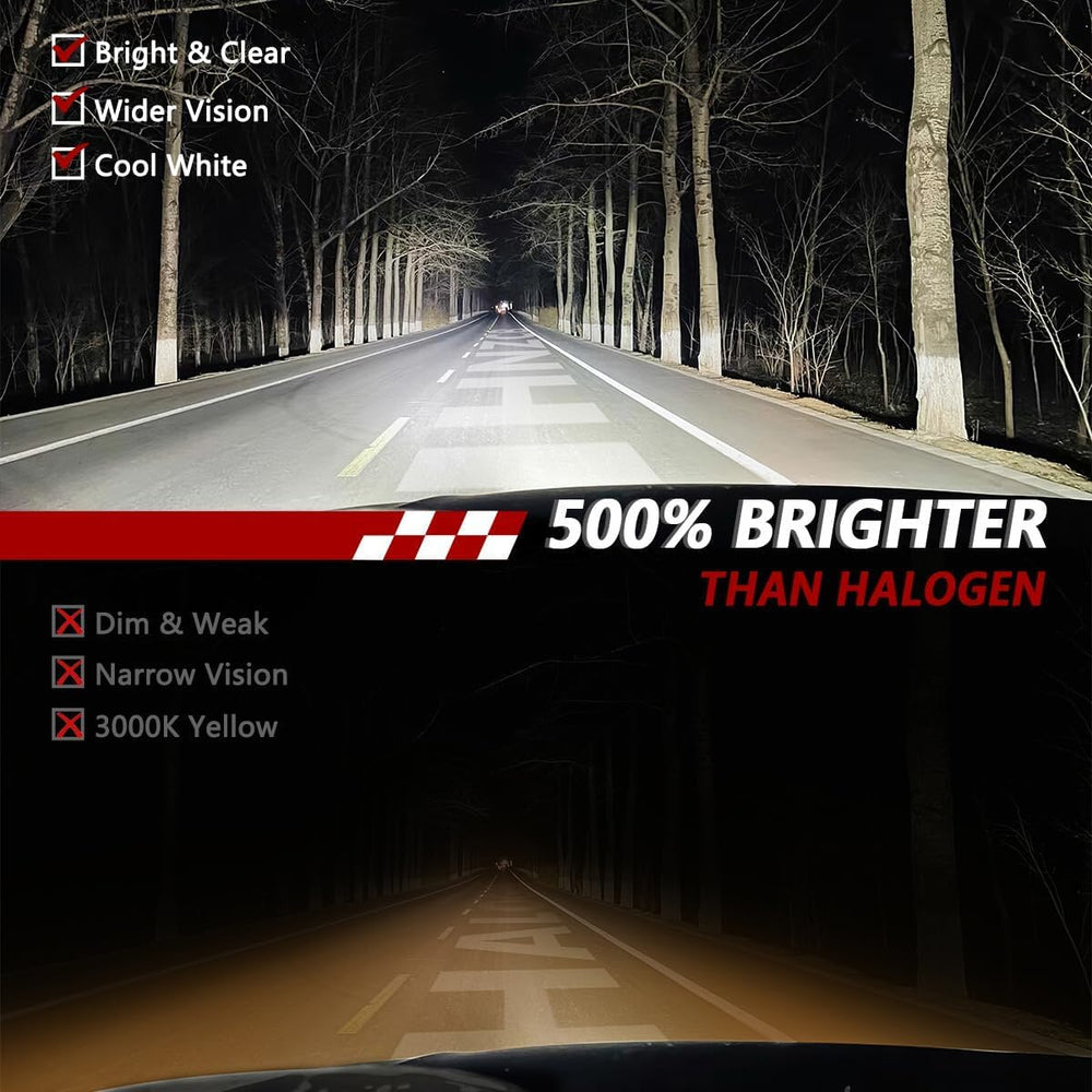 EMuna lit Tahoe on dark road showing wider, clearer nighttime illumination