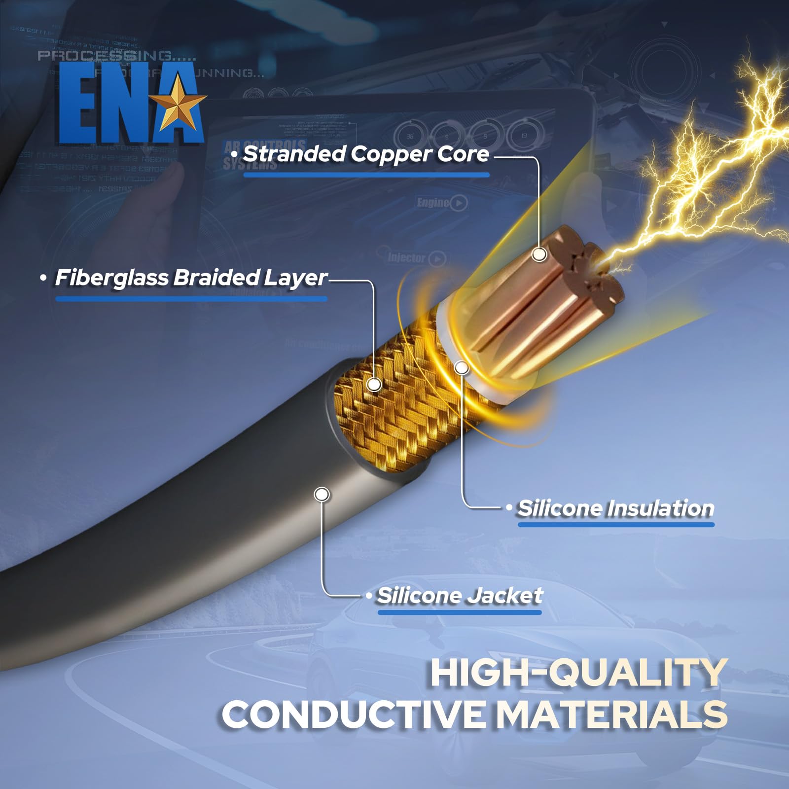 ENA spark plug wire boot insulation detail demonstrating heat and oil resistance