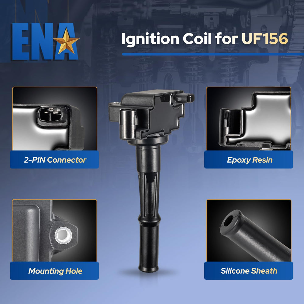 ENA coil pack side detail highlighting durable housing and bolt-on mount for longevity