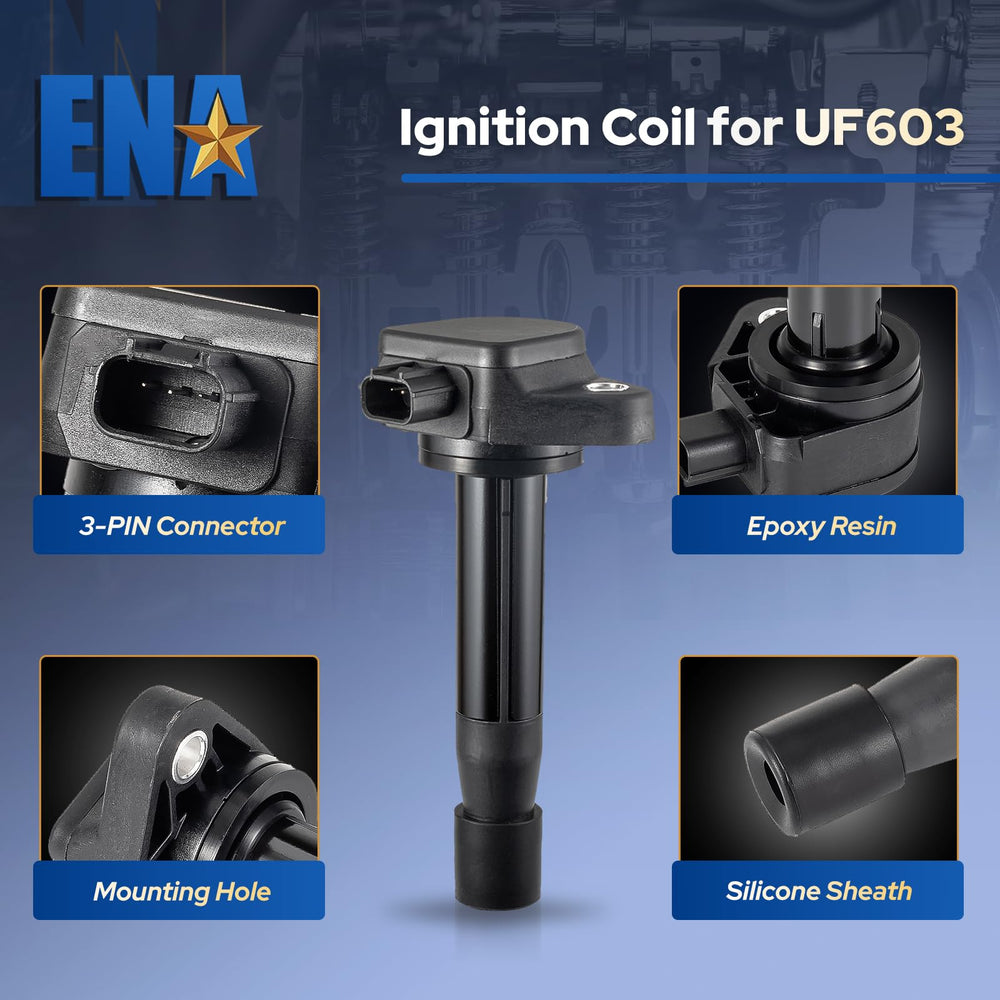 ENA coil pack terminal connector detail showing OEM-style plug for reliable connection