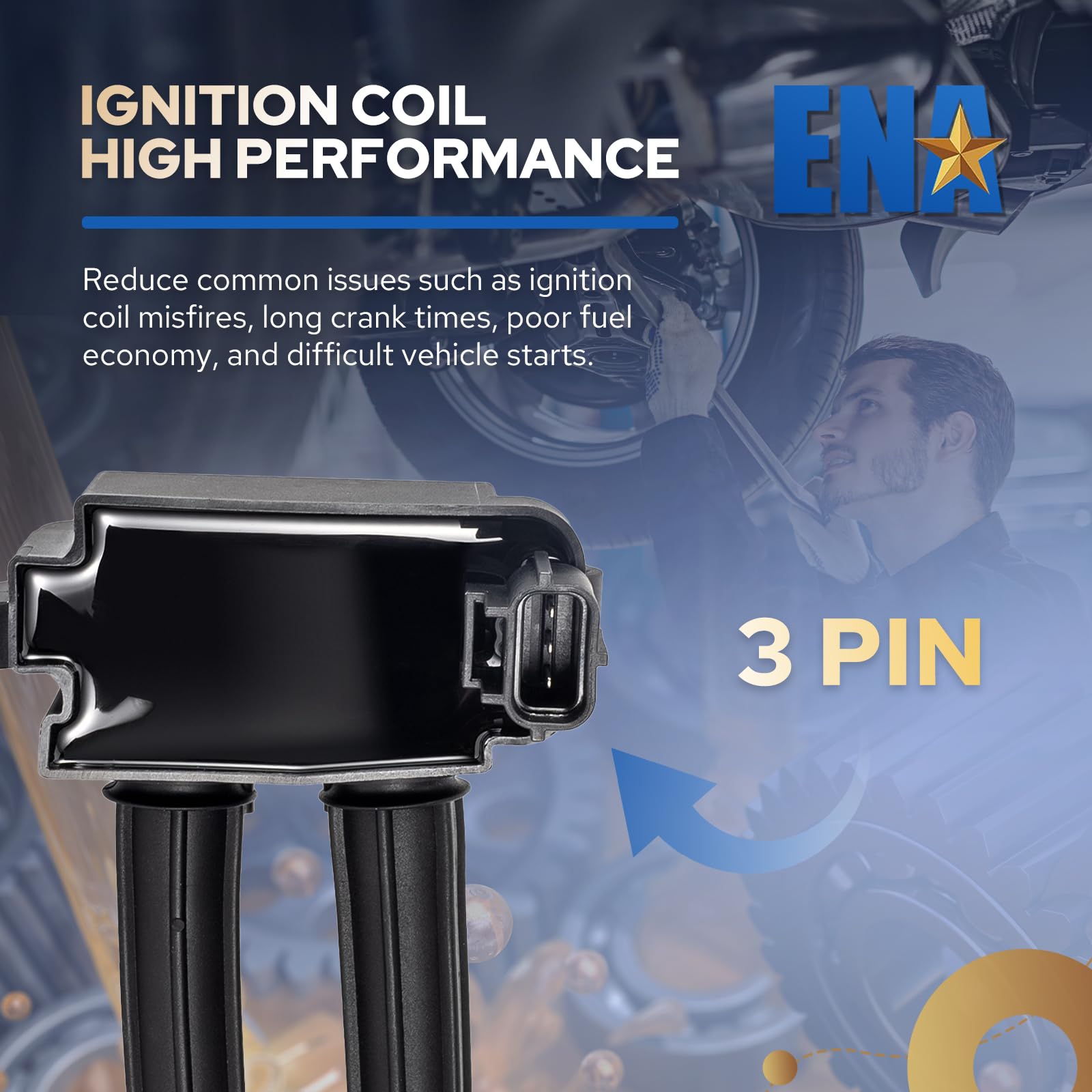 ENA coil next to spark plug for scale showing correct OEM-style dimensions