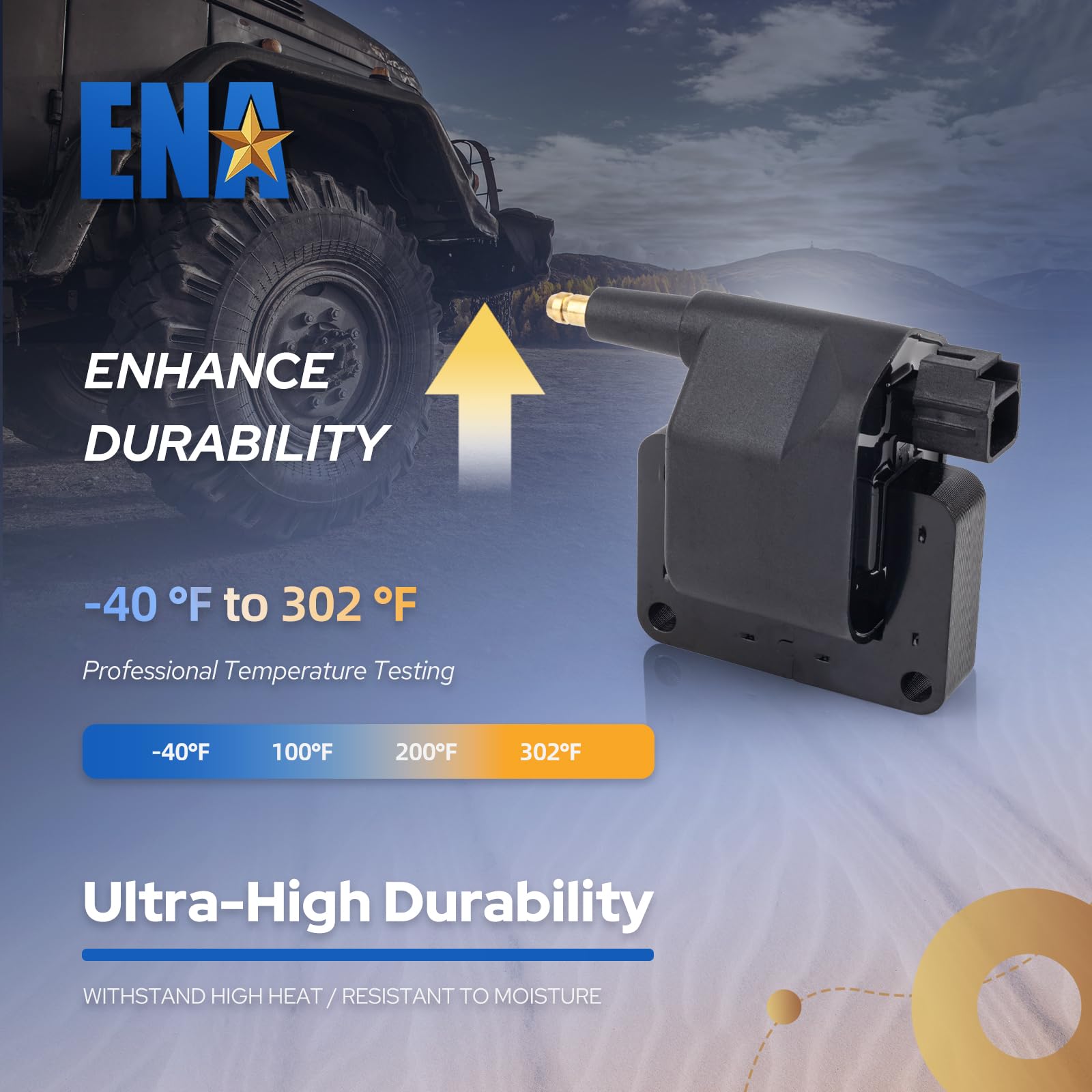 ENA coil pack installed under hood in Dodge engine bay demonstrating correct fit