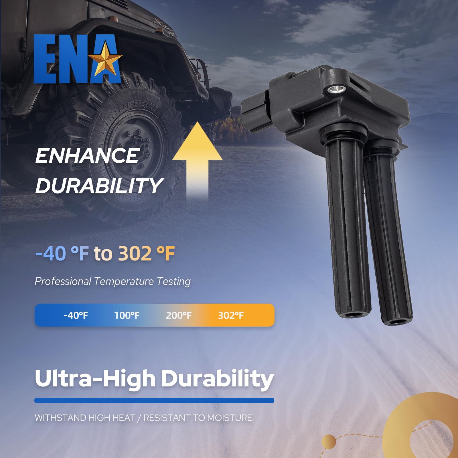 ENA coils installed on V8 engine bank demonstrating restored ignition performance