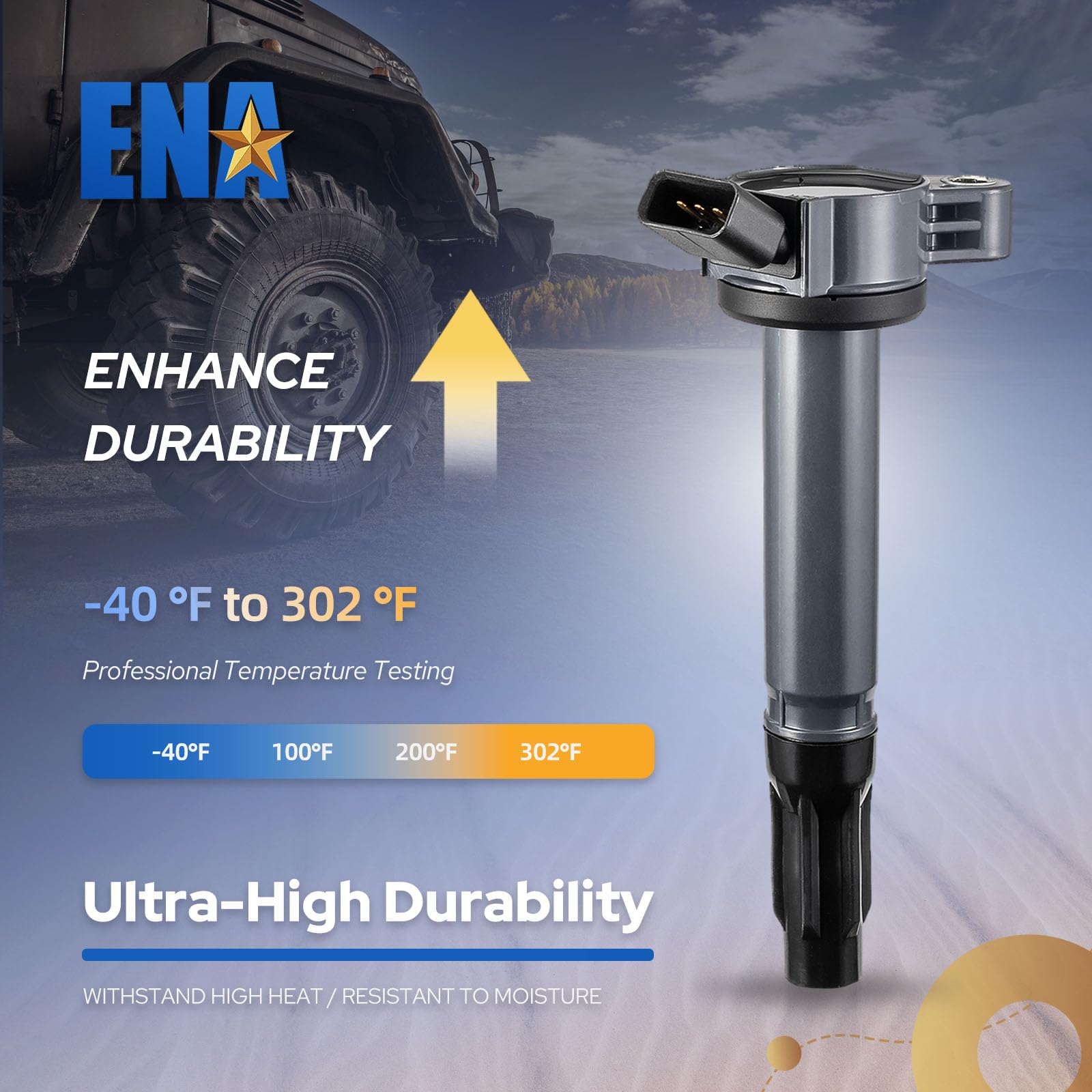ENA ignition coil pack installed in engine bay improving ignition reliability