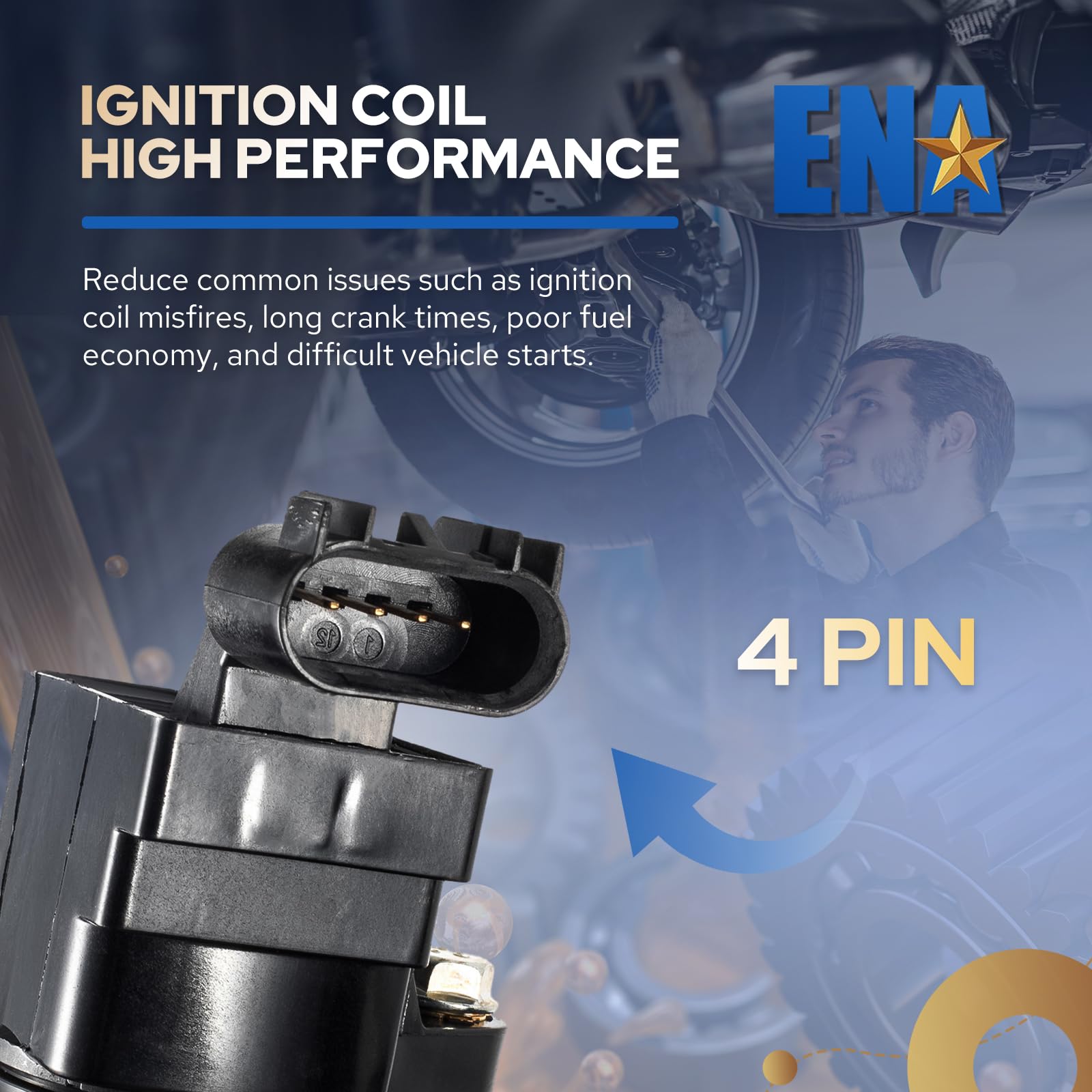 ENA ignition coil side mounted view illustrating secure mounting points