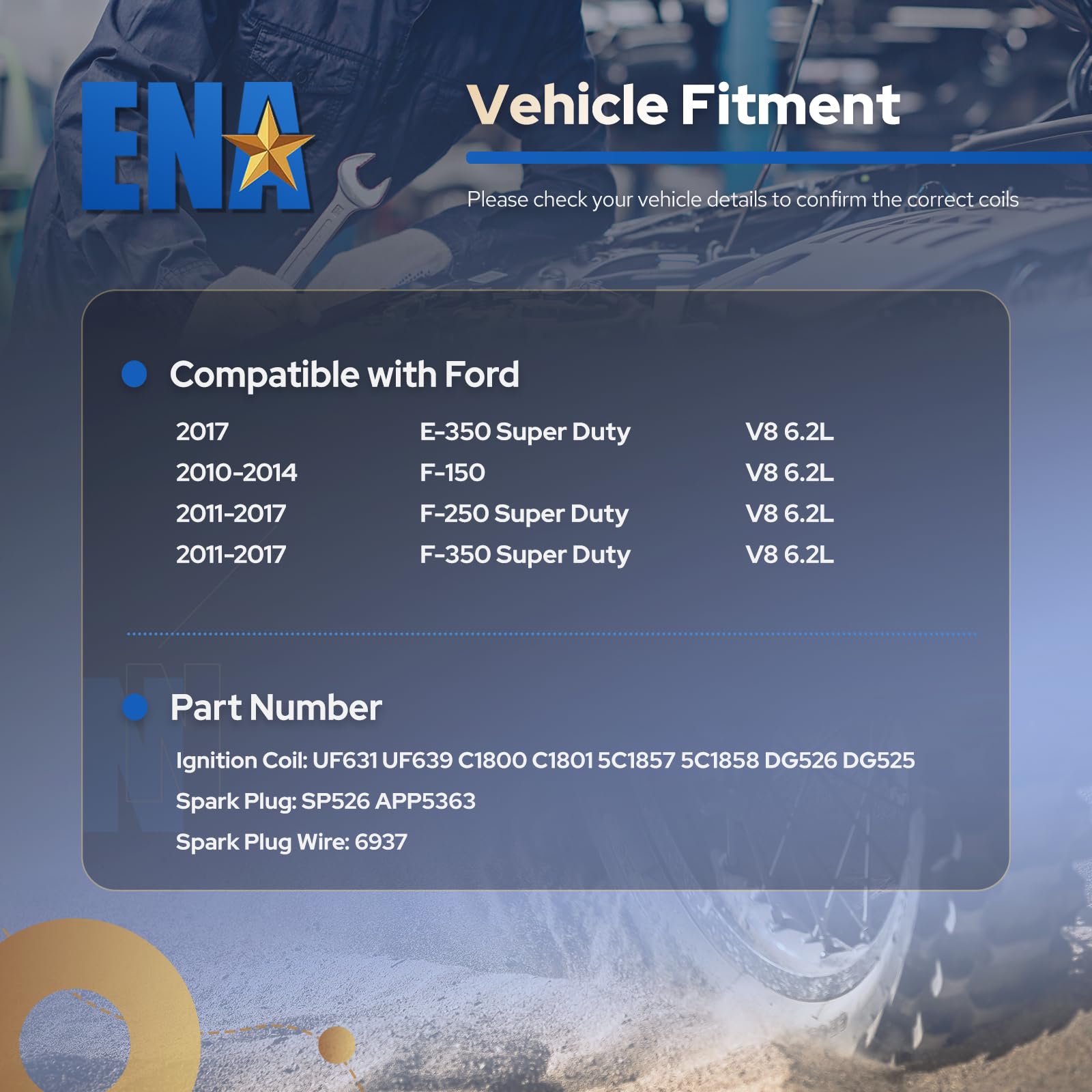 ENA labeled part numbers close-up to confirm compatibility benefit