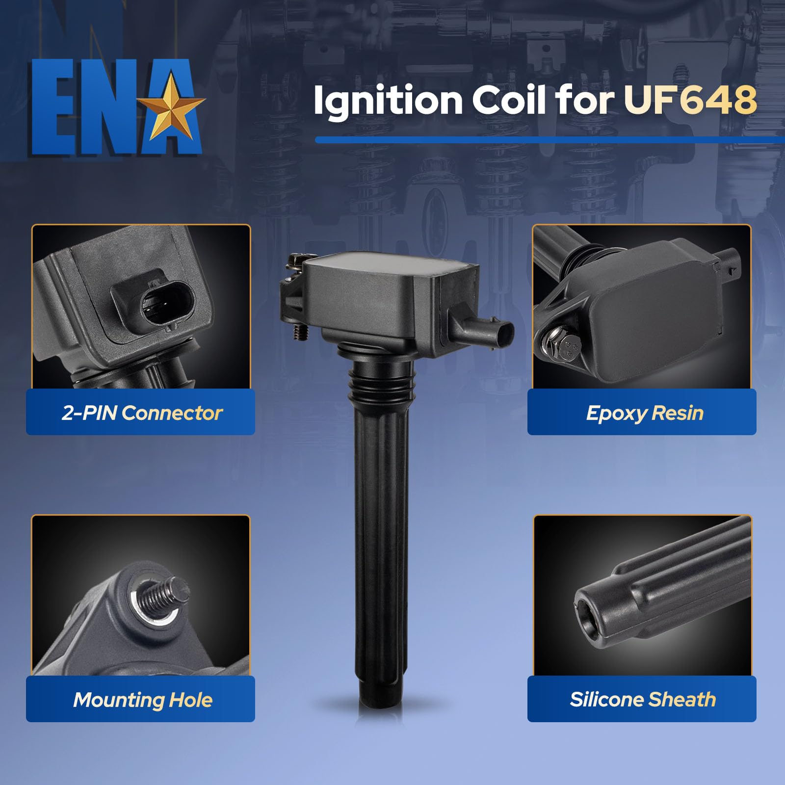 ENA packaging label and part numbers confirming UF648 cross-reference