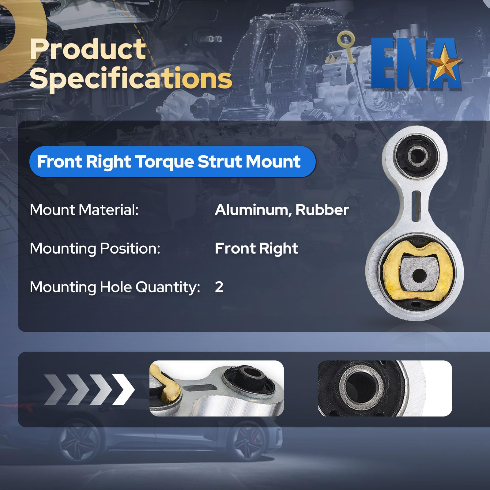 ENA mount bushing texture detail improving noise isolation