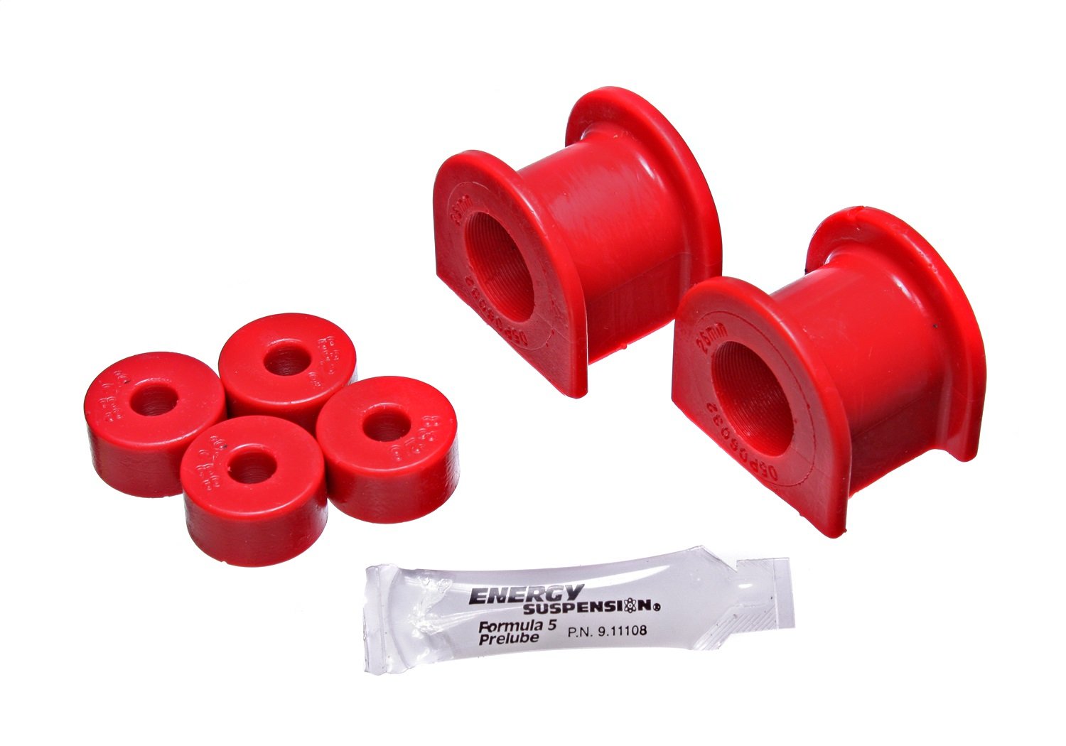 Energy Suspension front sway bar set front view shows durable Hyper-Flex bushings improving handling