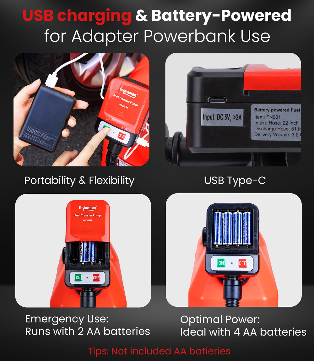 ENGINEMAN four adapters and accessories for broad fuel can compatibility