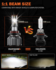 ENJOYAKOM H11 fog bulb installed in bumper showing improved visibility