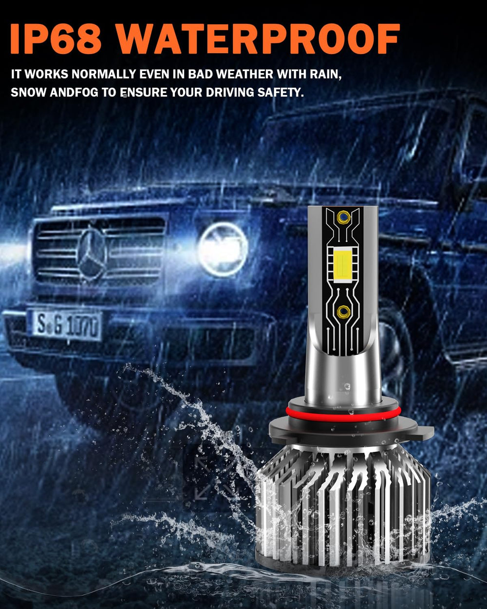 ENJOYAKOM 9003/H4 headlight installed casting wide night roadway light