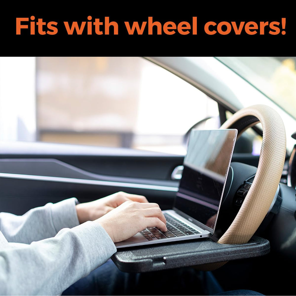 ENRICH UP side profile mounted on steering wheel demonstrating stable attachment