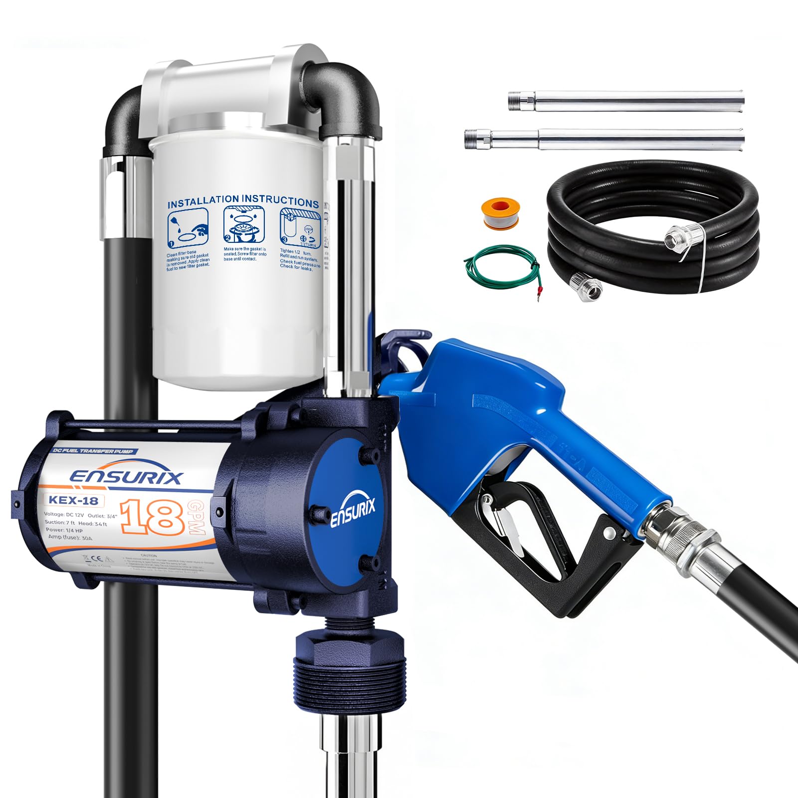 Ensurix front view showing pump and automatic nozzle for fast refueling