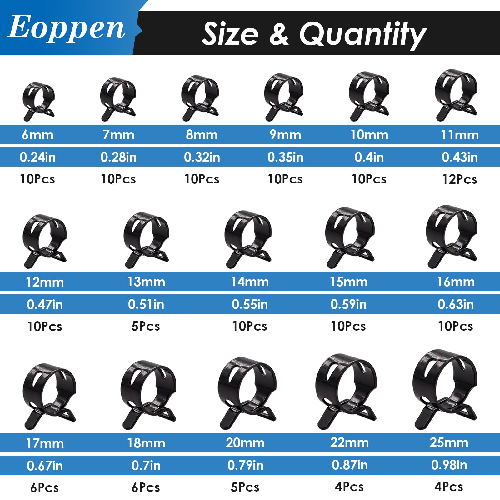 Eoppen clamp close-up showing smooth inner ring to protect hoses from damage