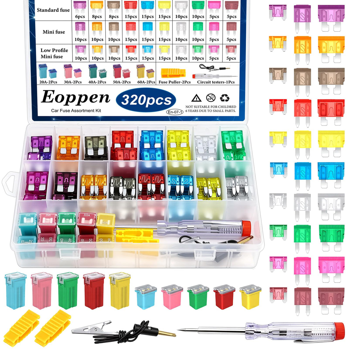 Eoppen front packaging showing full fuse kit, convenient roadside replacement