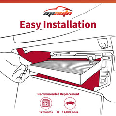 EPAuto CP134 installed in vehicle cabin filter slot for easy, tool-free replacement
