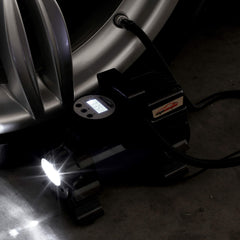 EPAuto inflator with included needle and cone adapters showing versatile inflation options