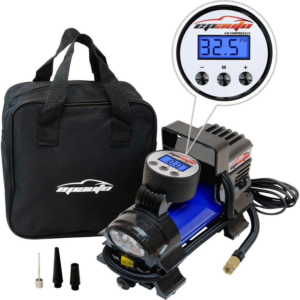 EPAuto inflator digital display closeup showing pressure units for accurate readings