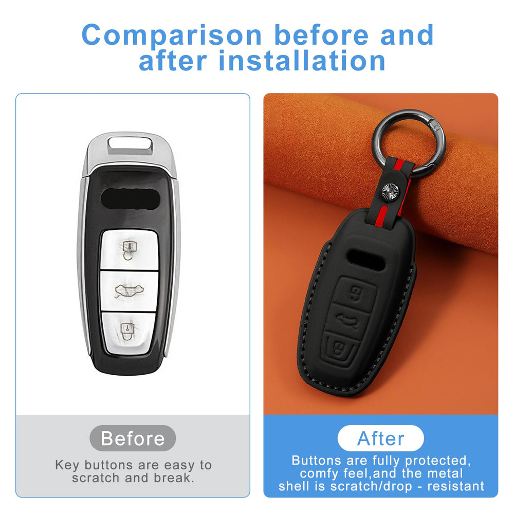 Erivis metal leather keychain detail for easier carrying and reduced loss risk