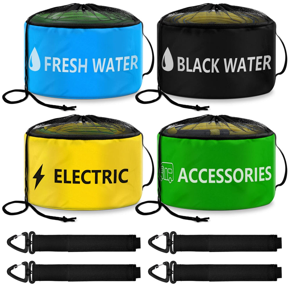 ERKOON front view of 4-pack storage bags showing colors and contents for quick identification