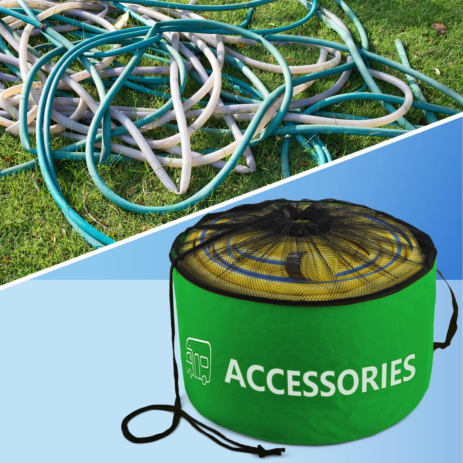 ERKOON green accessories bag packed with fittings and tools for organized storage