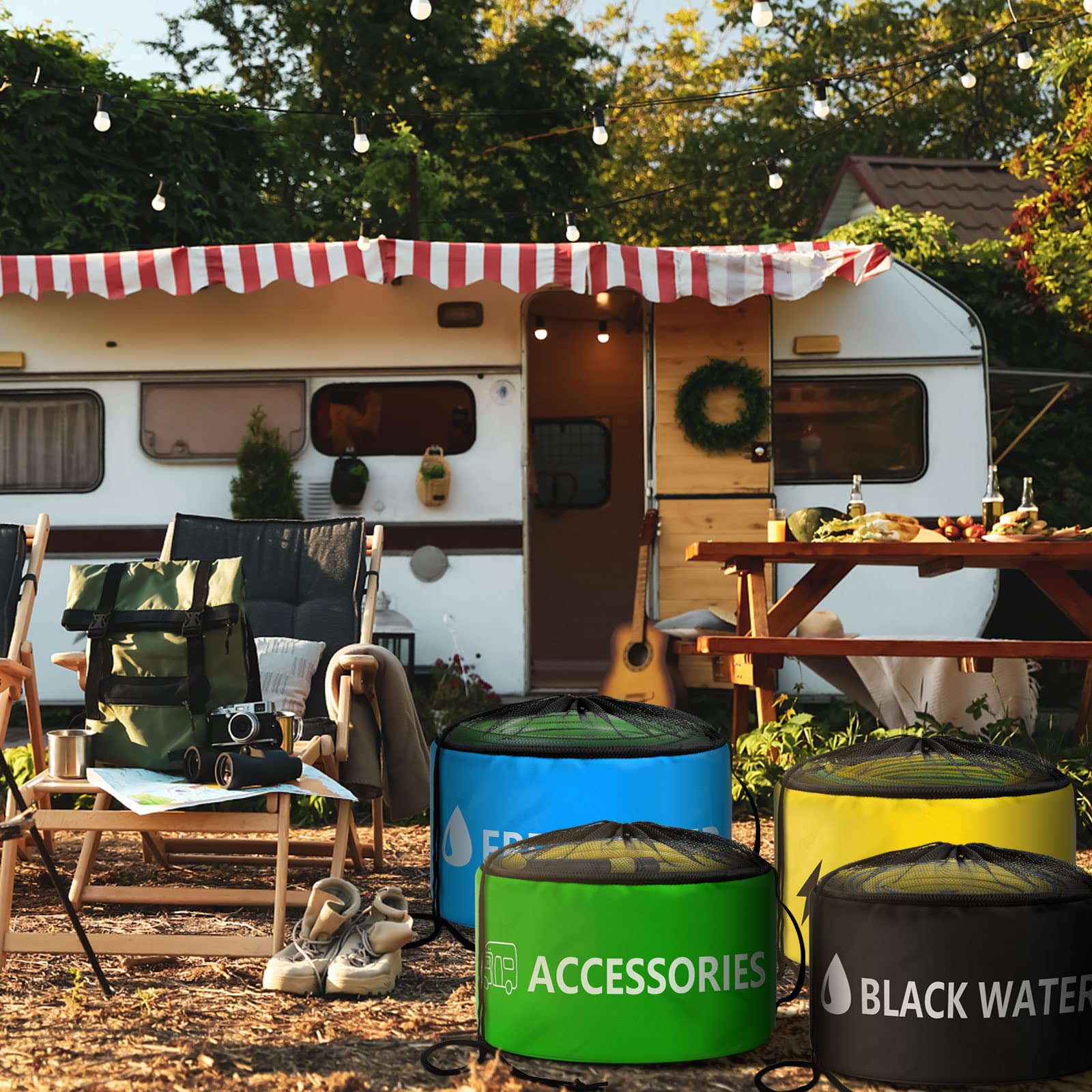 ERKOON bag under RV seat to show compact size and space-saving benefit