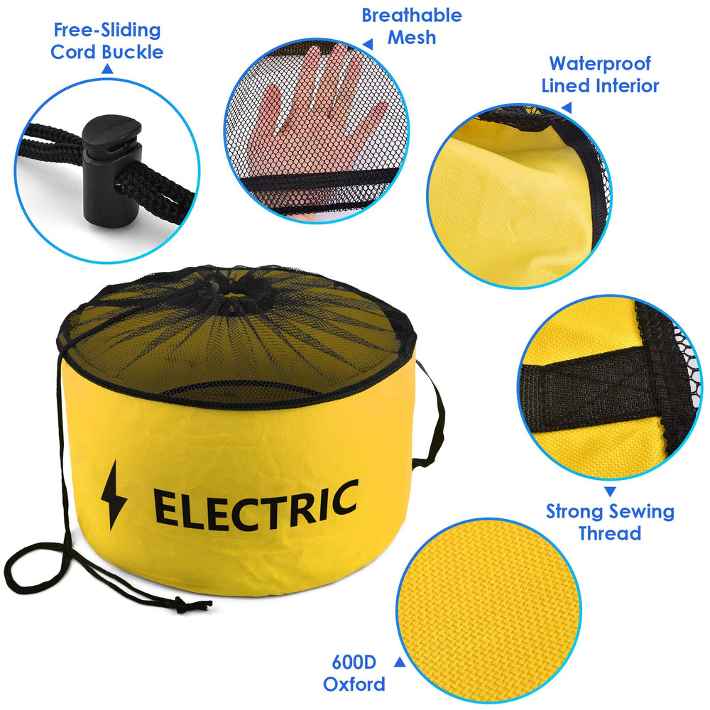 ERKOON yellow power cord bag with included straps for tidy cable storage