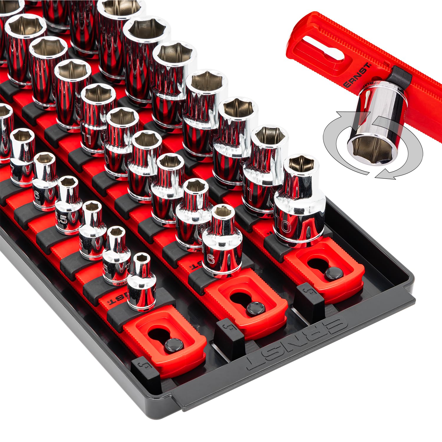 Ernst 8490 front tray view showing compact storage and easy transport benefit