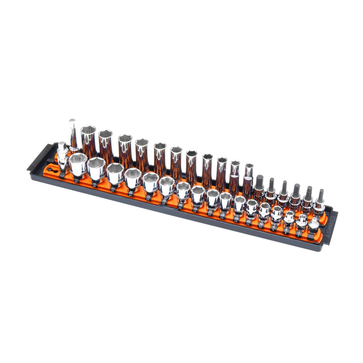 Ernst Manufacturing Socket Boss front view showing organized sockets and secure transport benefit