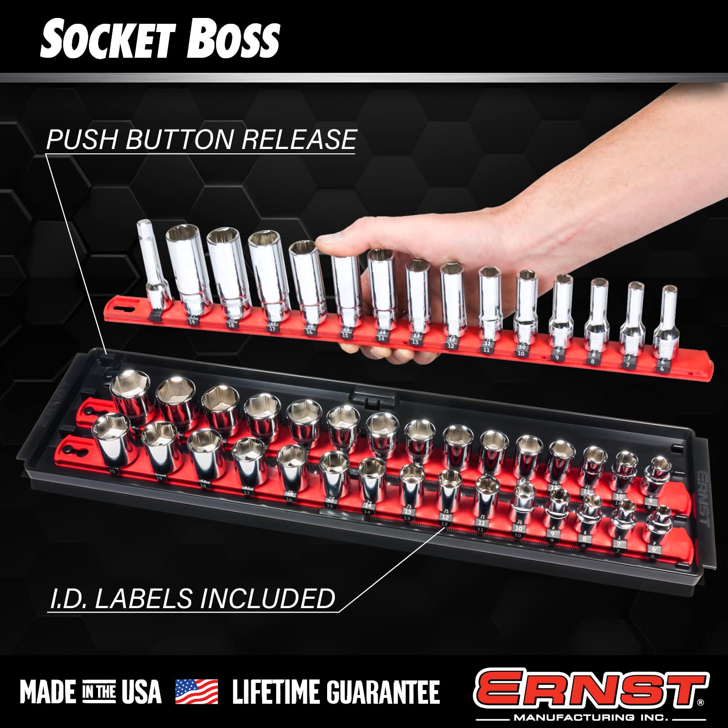 Ernst Manufacturing tray handles being lifted for easy transport benefit