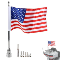 Espear front view of flag mount showing secure clamp and finish benefit: durable attachment
